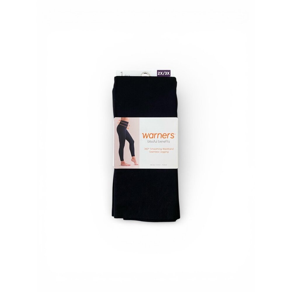 Warners Blissful Benefits Black Ribbed Leggings NEW Size 2X-3X (16-18)